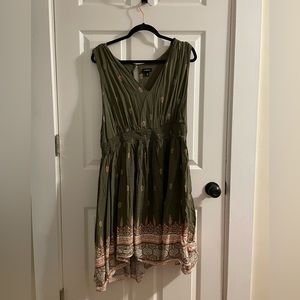 Green and pink dress